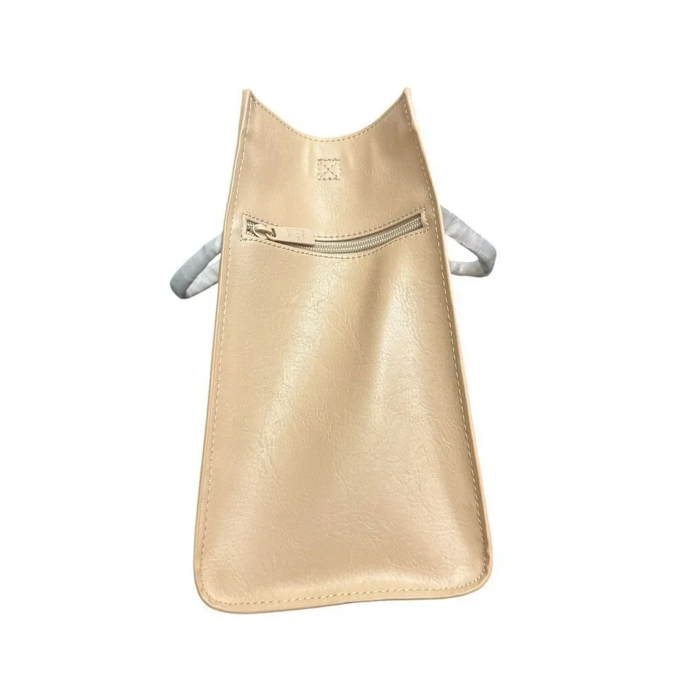 BEIS The Work Tote Color Beige Vegan Leather Laptop Commute New